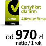 Certyfikat dla firm - AIRtrust firma od 970 pln netto / 1 rok