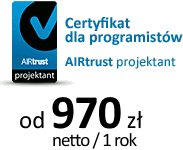 Certyfikat dla programistów - AIRtrust projektant od 970 pln netto / 1 rok